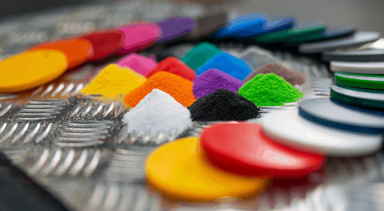 A vibrant assortment of colorful powders displayed, showcasing a spectrum of hues for various artistic applications.